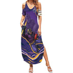 Personalized Gold Coast Titans Summer Maxi Dress Aboriginal Dot Art - Dreamtime Rugby Mascot
