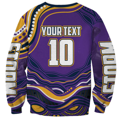 Personalized Gold Coast Titans Sweatshirt Aboriginal Dot Art - Dreamtime Rugby Mascot