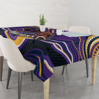 Personalized Gold Coast Titans Tablecloth Aboriginal Dot Art - Dreamtime Rugby Mascot