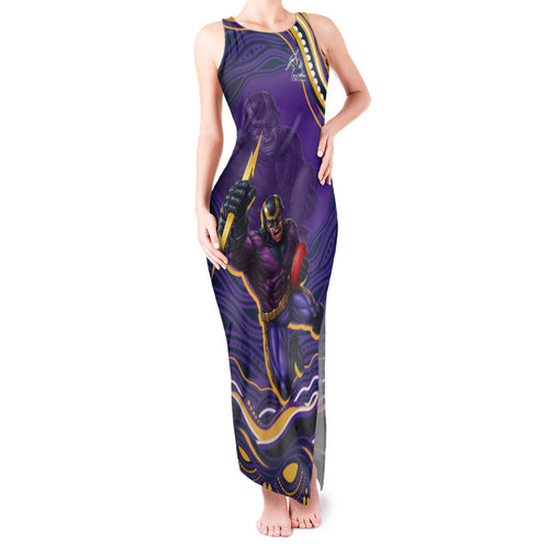 Personalized Gold Coast Titans Tank Maxi Dress Aboriginal Dot Art - Dreamtime Rugby Mascot