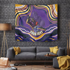 Personalized Gold Coast Titans Tapestry Aboriginal Dot Art - Dreamtime Rugby Mascot