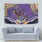 Personalized Gold Coast Titans Tapestry Aboriginal Dot Art - Dreamtime Rugby Mascot