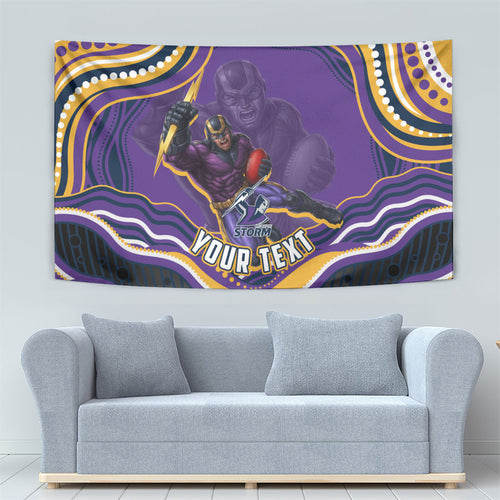 Personalized Gold Coast Titans Tapestry Aboriginal Dot Art - Dreamtime Rugby Mascot
