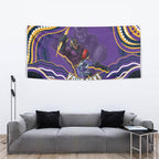 Personalized Gold Coast Titans Tapestry Aboriginal Dot Art - Dreamtime Rugby Mascot