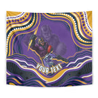 Personalized Gold Coast Titans Tapestry Aboriginal Dot Art - Dreamtime Rugby Mascot