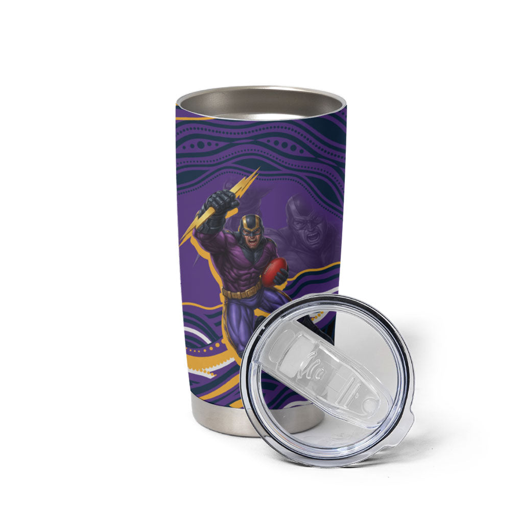 Personalized Gold Coast Titans Tumbler Cup Aboriginal Dot Art - Dreamtime Rugby Mascot