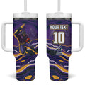 Personalized Gold Coast Titans Tumbler With Handle Aboriginal Dot Art - Dreamtime Rugby Mascot