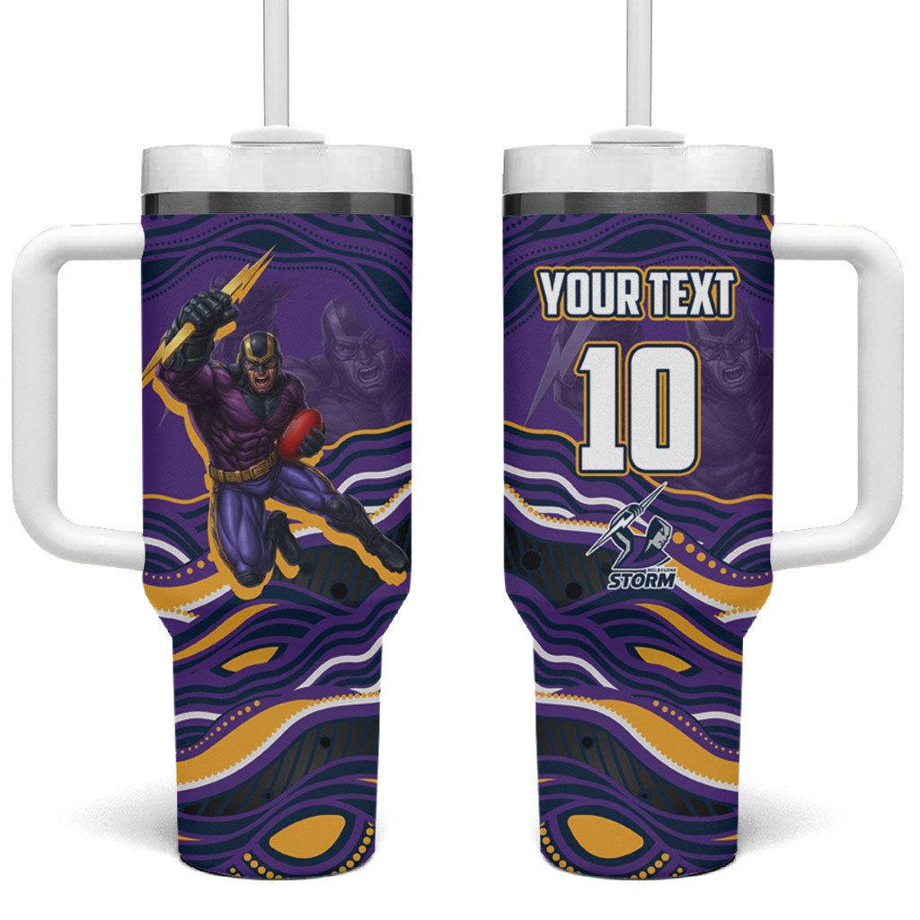 Personalized Gold Coast Titans Tumbler With Handle Aboriginal Dot Art - Dreamtime Rugby Mascot