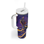 Personalized Gold Coast Titans Tumbler With Handle Aboriginal Dot Art - Dreamtime Rugby Mascot