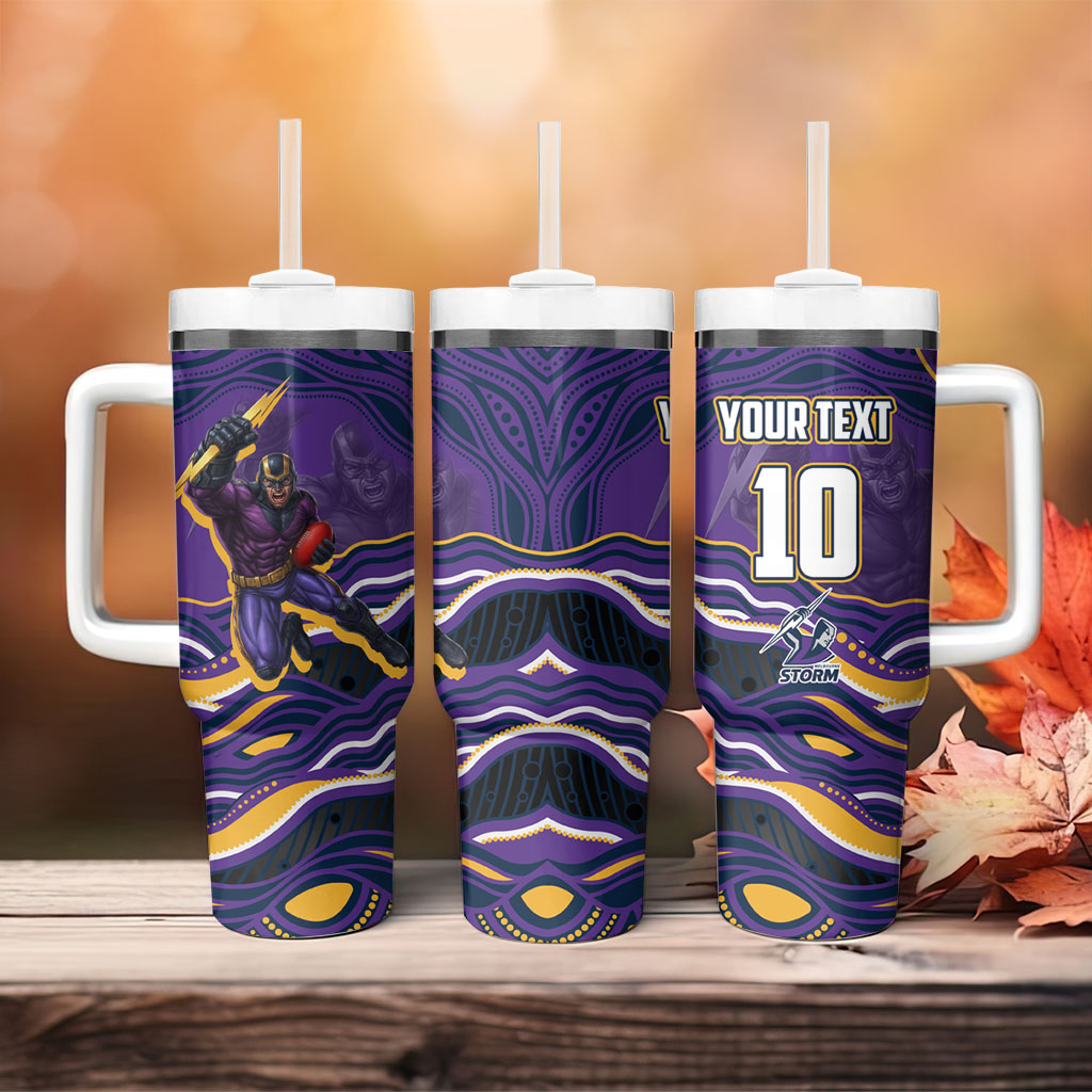 Personalized Gold Coast Titans Tumbler With Handle Aboriginal Dot Art - Dreamtime Rugby Mascot