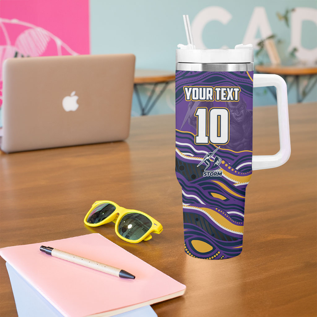 Personalized Gold Coast Titans Tumbler With Handle Aboriginal Dot Art - Dreamtime Rugby Mascot
