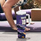 Personalized Gold Coast Titans Tumbler With Handle Aboriginal Dot Art - Dreamtime Rugby Mascot