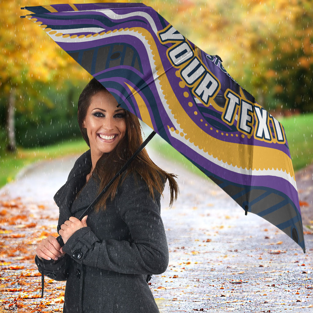 Personalized Gold Coast Titans Umbrella Aboriginal Dot Art - Dreamtime Rugby Mascot