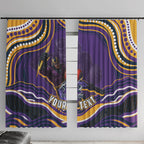 Personalized Gold Coast Titans Window Curtain Aboriginal Dot Art - Dreamtime Rugby Mascot
