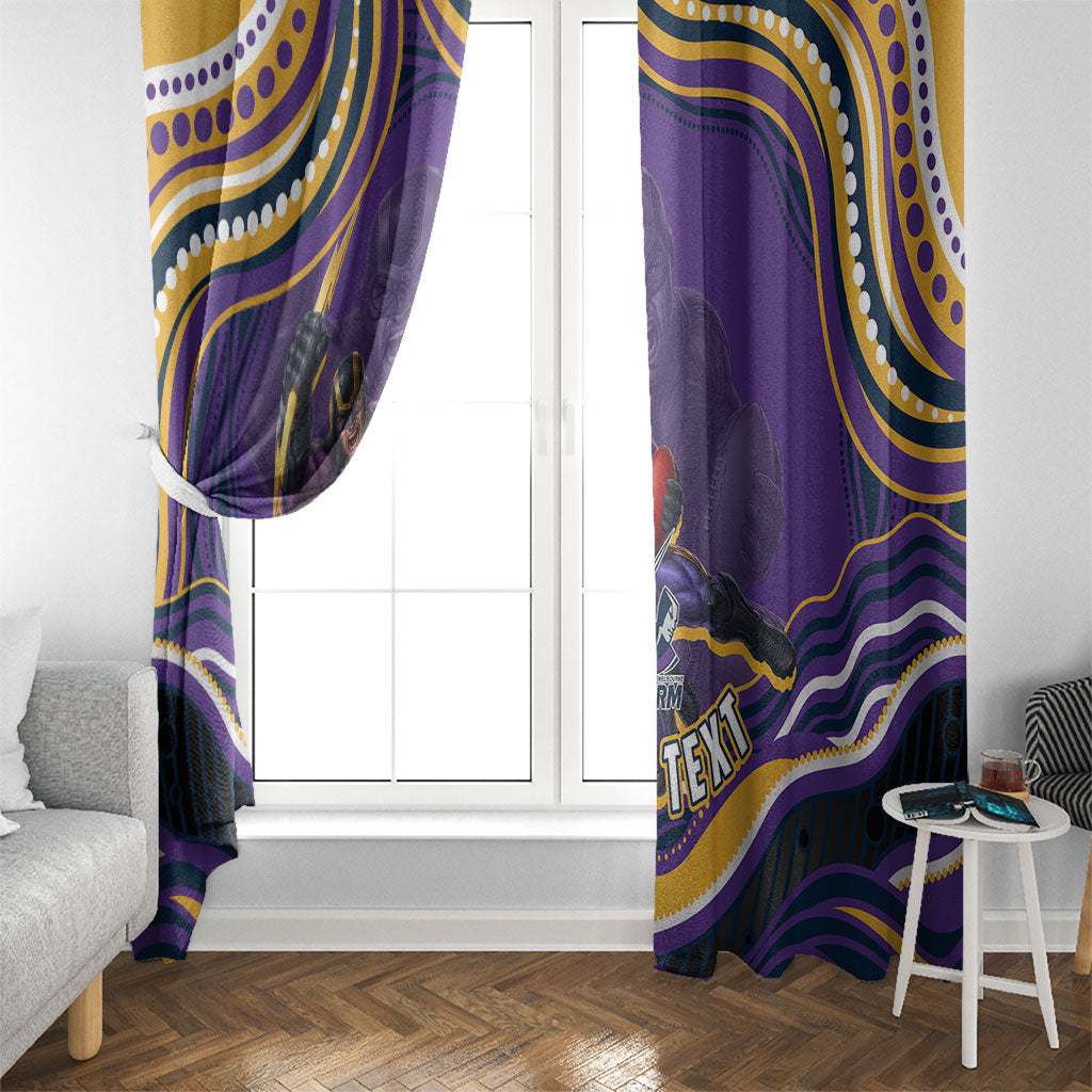Personalized Gold Coast Titans Window Curtain Aboriginal Dot Art - Dreamtime Rugby Mascot