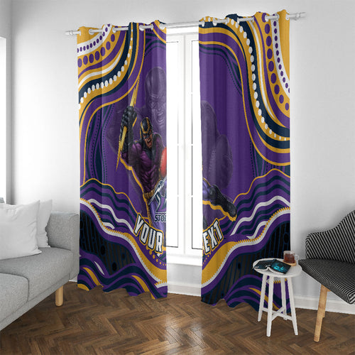 Personalized Gold Coast Titans Window Curtain Aboriginal Dot Art - Dreamtime Rugby Mascot