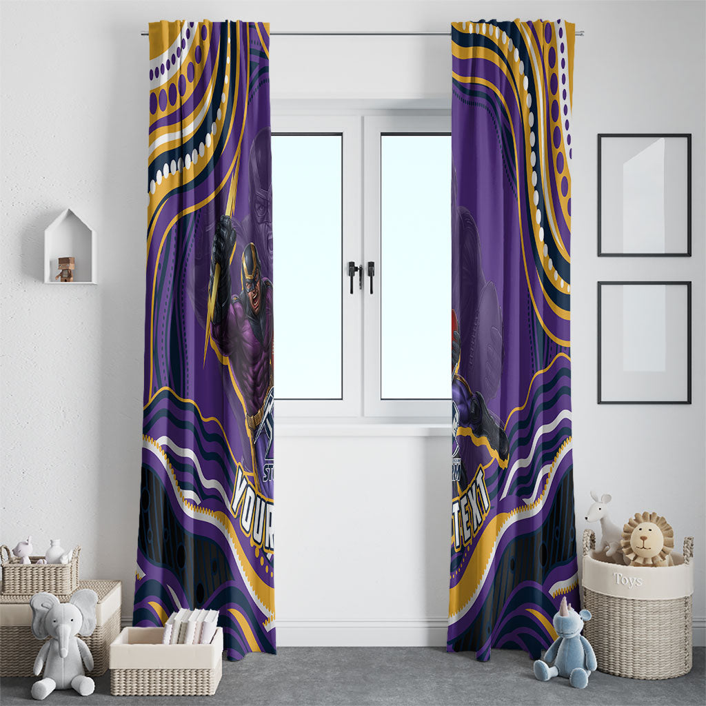 Personalized Gold Coast Titans Window Curtain Aboriginal Dot Art - Dreamtime Rugby Mascot