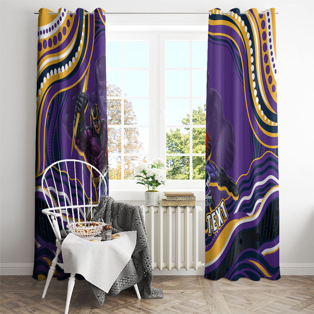 Personalized Gold Coast Titans Window Curtain Aboriginal Dot Art - Dreamtime Rugby Mascot