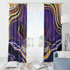 Personalized Gold Coast Titans Window Curtain Aboriginal Dot Art - Dreamtime Rugby Mascot