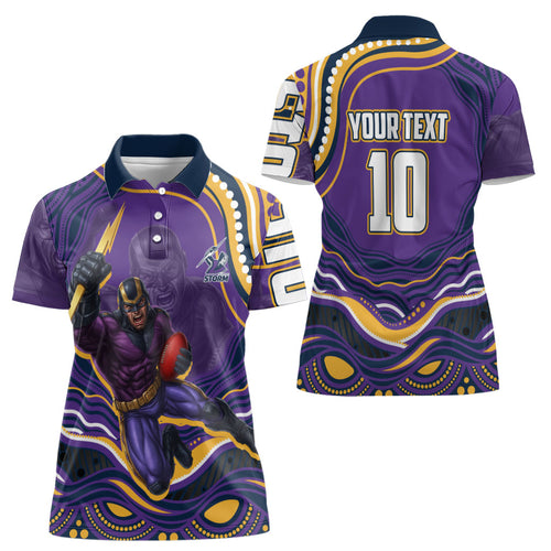 Personalized Gold Coast Titans Women Polo Shirt Aboriginal Dot Art - Dreamtime Rugby Mascot
