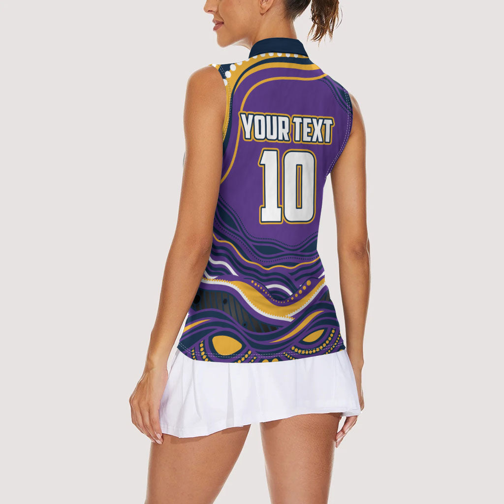 Personalized Gold Coast Titans Women Sleeveless Polo Shirt Aboriginal Dot Art - Dreamtime Rugby Mascot