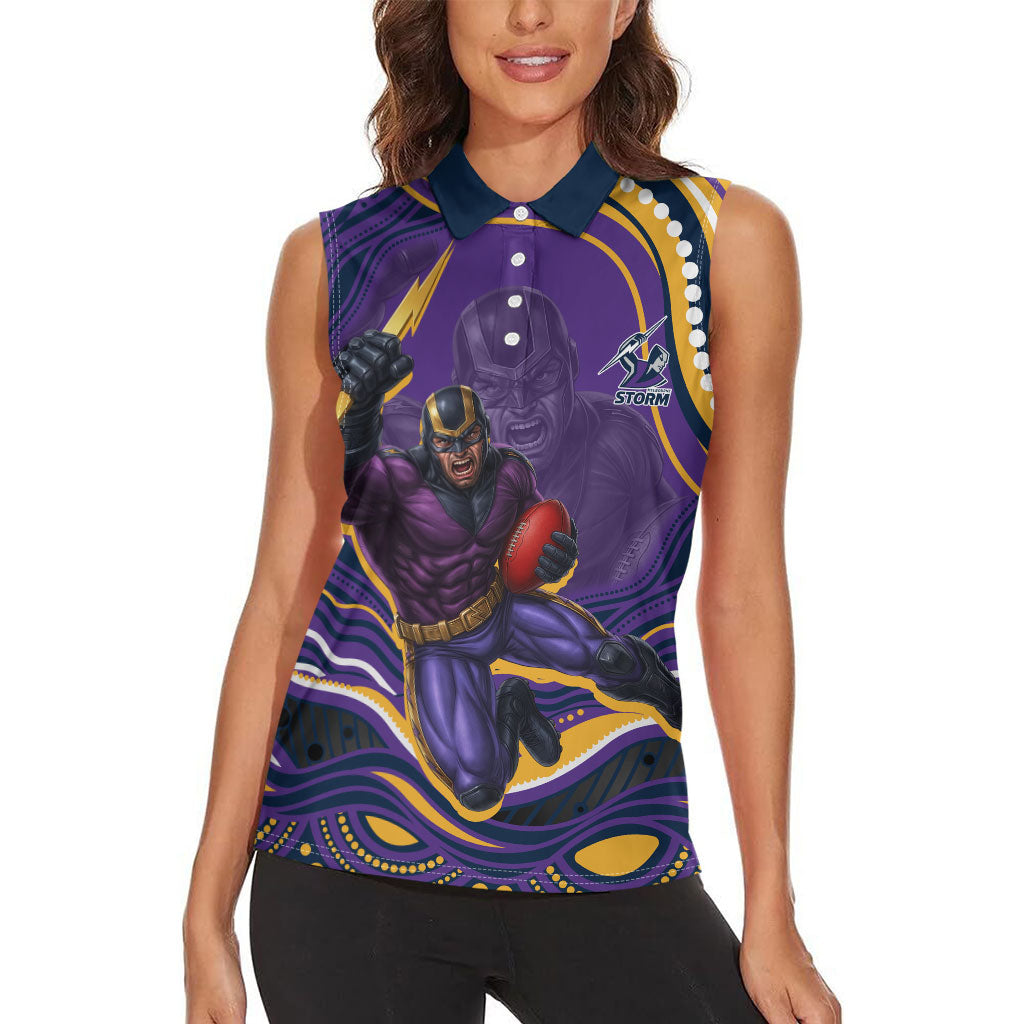 Personalized Gold Coast Titans Women Sleeveless Polo Shirt Aboriginal Dot Art - Dreamtime Rugby Mascot