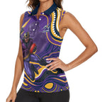 Personalized Gold Coast Titans Women Sleeveless Polo Shirt Aboriginal Dot Art - Dreamtime Rugby Mascot