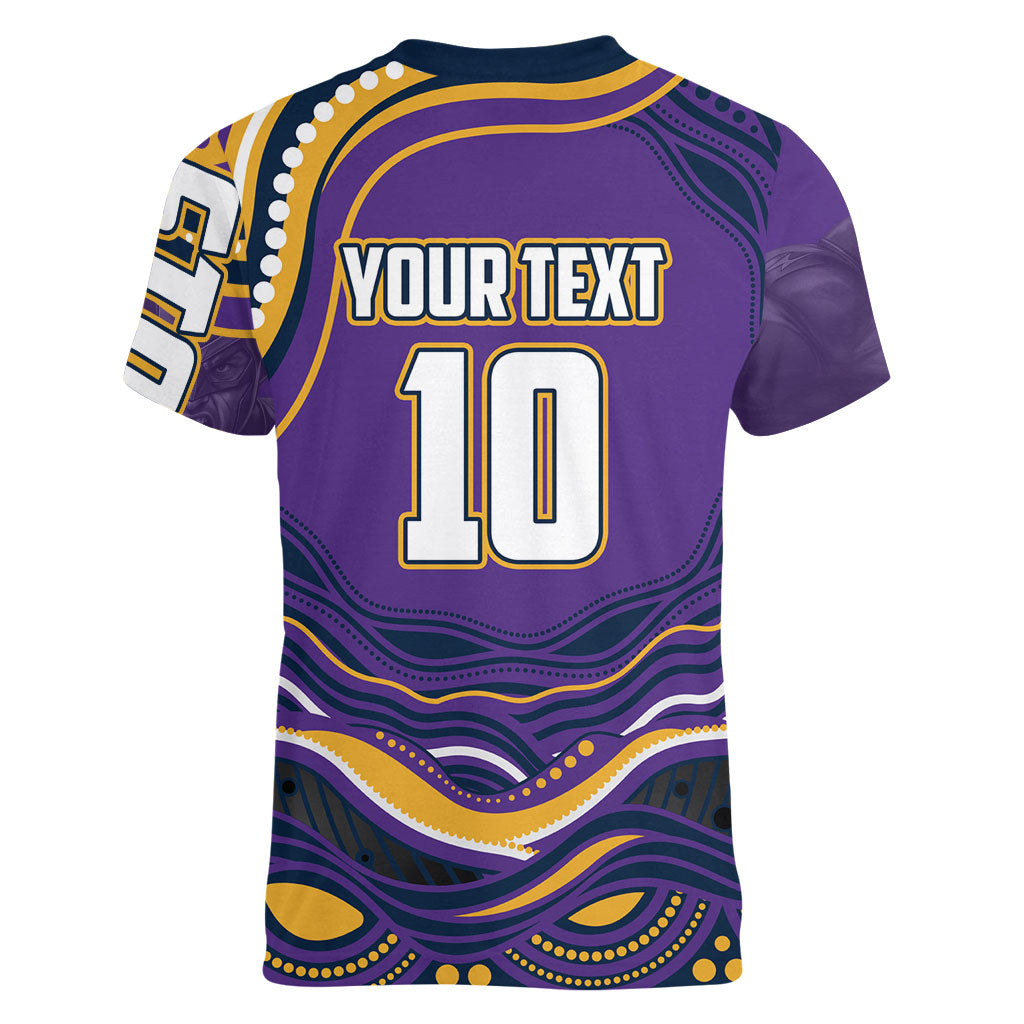 Personalized Gold Coast Titans Women V-Neck T-Shirt Aboriginal Dot Art - Dreamtime Rugby Mascot