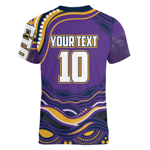 Personalized Gold Coast Titans Women V-Neck T-Shirt Aboriginal Dot Art - Dreamtime Rugby Mascot