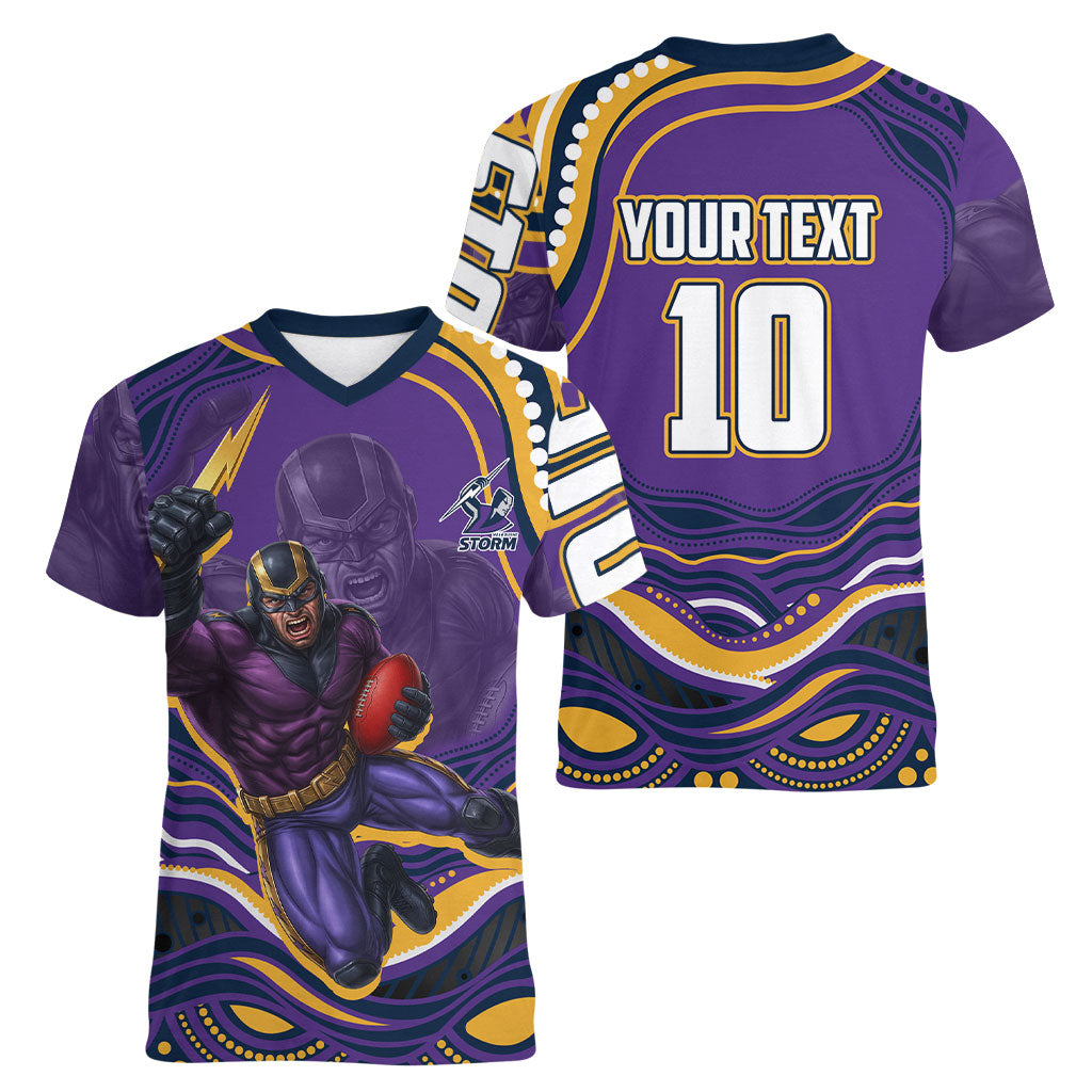Personalized Gold Coast Titans Women V-Neck T-Shirt Aboriginal Dot Art - Dreamtime Rugby Mascot