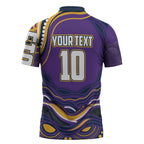 Personalized Gold Coast Titans Zipper Polo Shirt Aboriginal Dot Art - Dreamtime Rugby Mascot