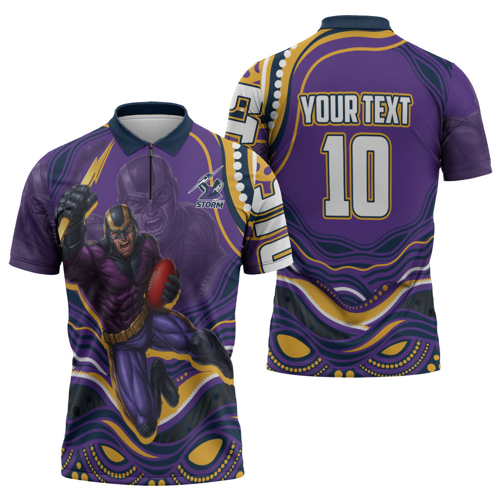 Personalized Gold Coast Titans Zipper Polo Shirt Aboriginal Dot Art - Dreamtime Rugby Mascot