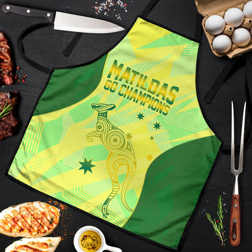 Matildas Australia Go Champions Apron Indigenous Dot Art Kangaroo Southern Cross Stars