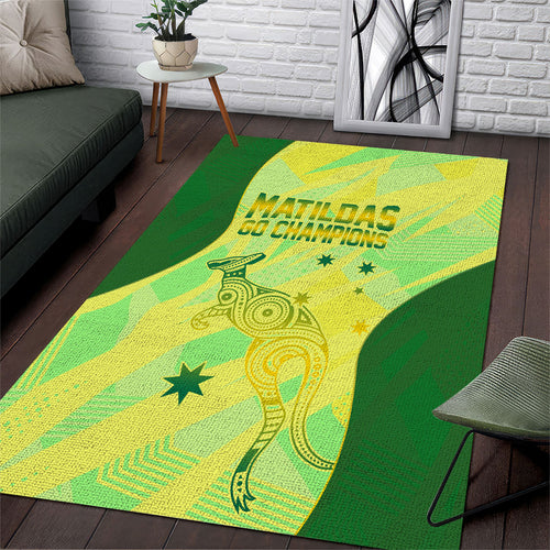 Matildas Australia Go Champions Area Rug Indigenous Dot Art Kangaroo Southern Cross Stars