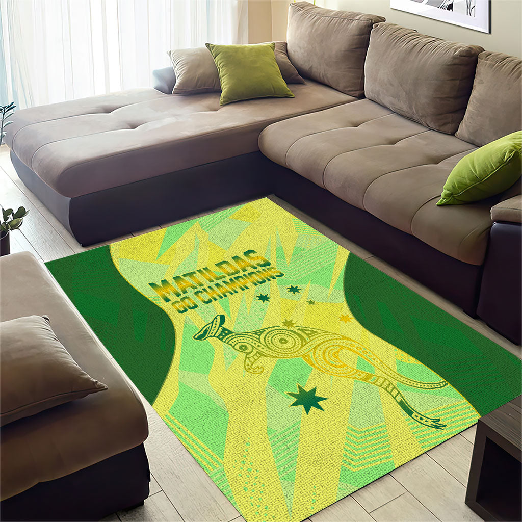 Matildas Australia Go Champions Area Rug Indigenous Dot Art Kangaroo Southern Cross Stars