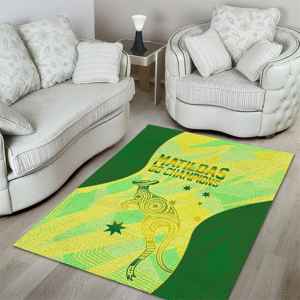 Matildas Australia Go Champions Area Rug Indigenous Dot Art Kangaroo Southern Cross Stars