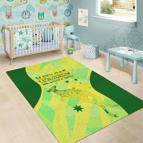 Matildas Australia Go Champions Area Rug Indigenous Dot Art Kangaroo Southern Cross Stars