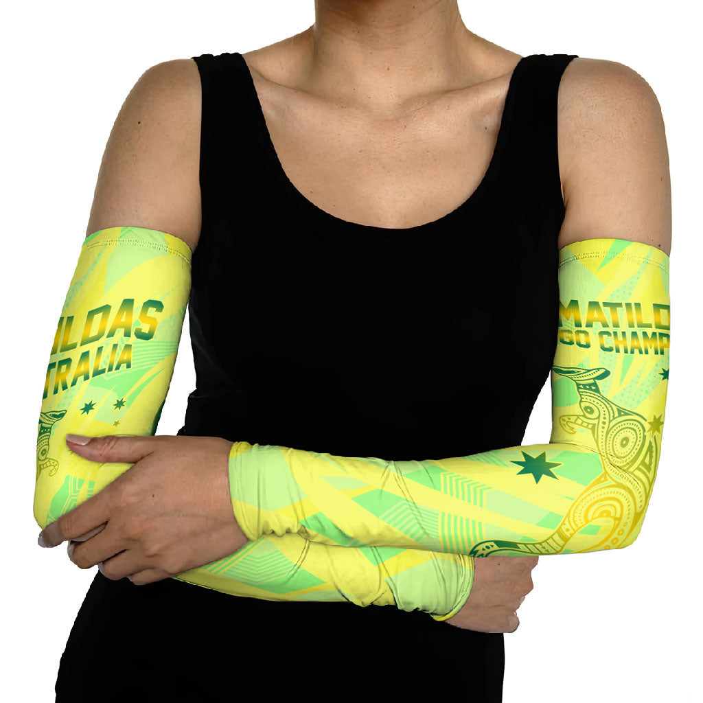 Matildas Australia Go Champions Arm Sleeves Indigenous Dot Art Kangaroo Southern Cross Stars