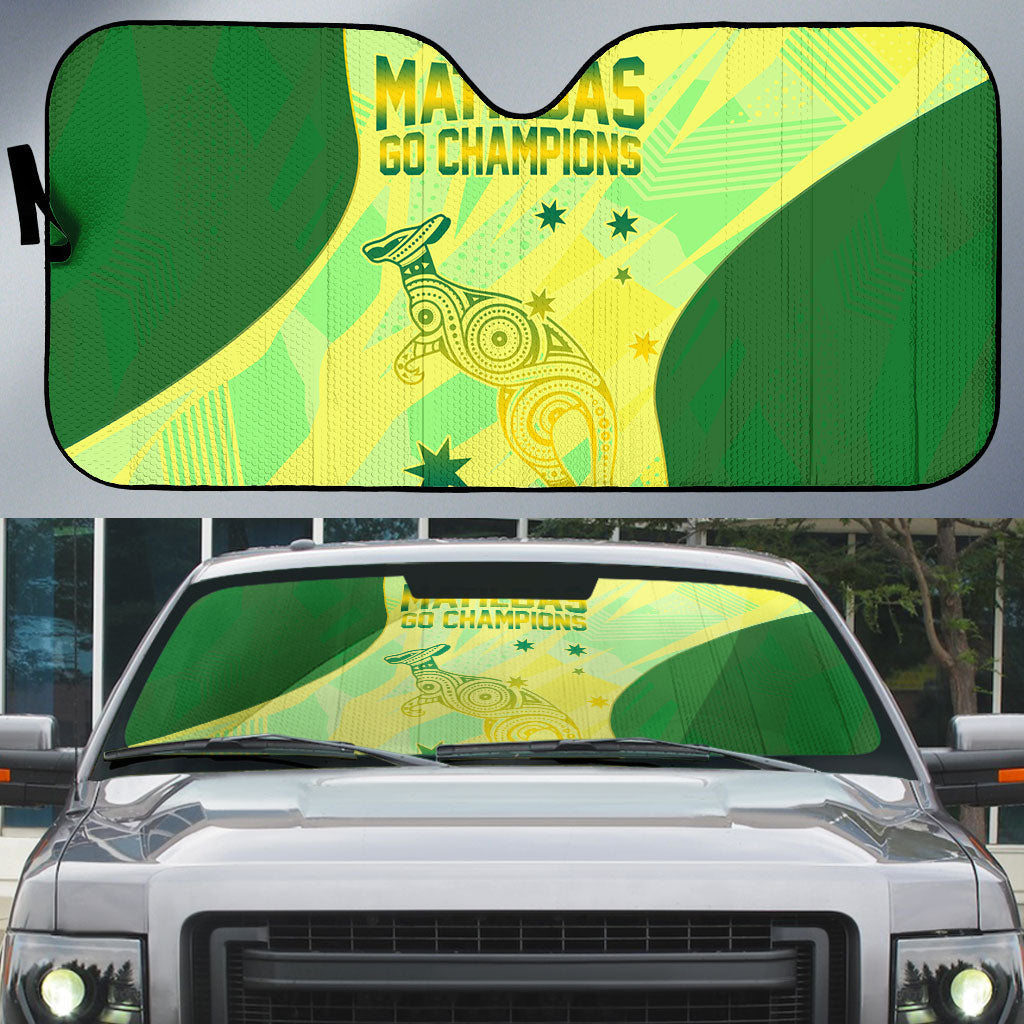 Matildas Australia Go Champions Auto Sun Shade Indigenous Dot Art Kangaroo Southern Cross Stars