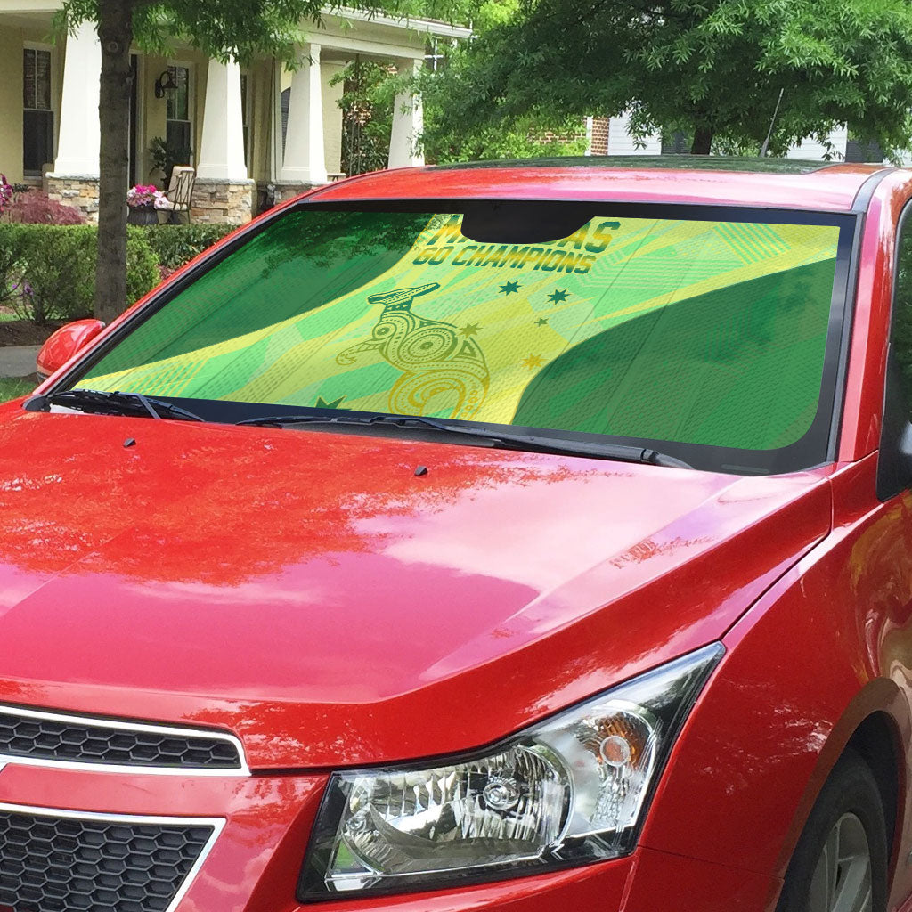 Matildas Australia Go Champions Auto Sun Shade Indigenous Dot Art Kangaroo Southern Cross Stars