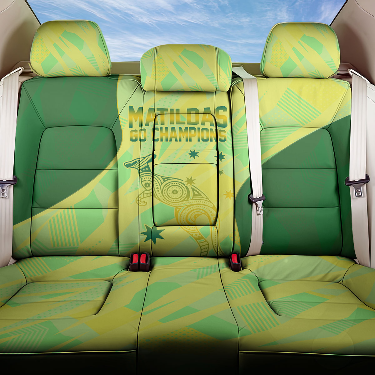 Matildas Australia Go Champions Back Car Seat Cover Indigenous Dot Art Kangaroo Southern Cross Stars