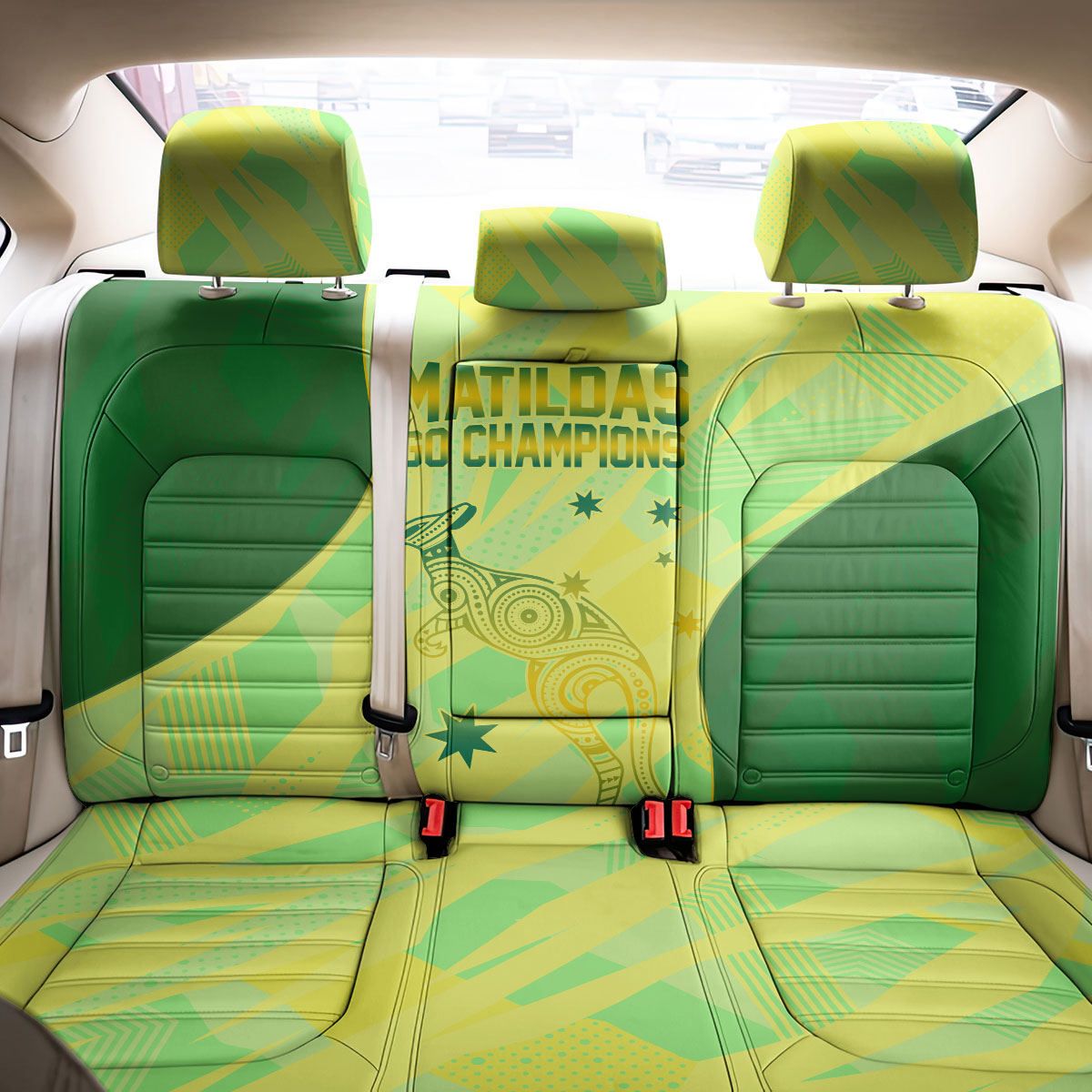 Matildas Australia Go Champions Back Car Seat Cover Indigenous Dot Art Kangaroo Southern Cross Stars