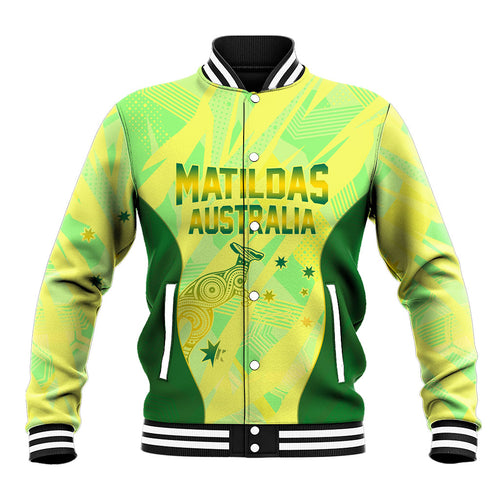 Matildas Australia Go Champions Baseball Jacket Indigenous Dot Art Kangaroo Southern Cross Stars