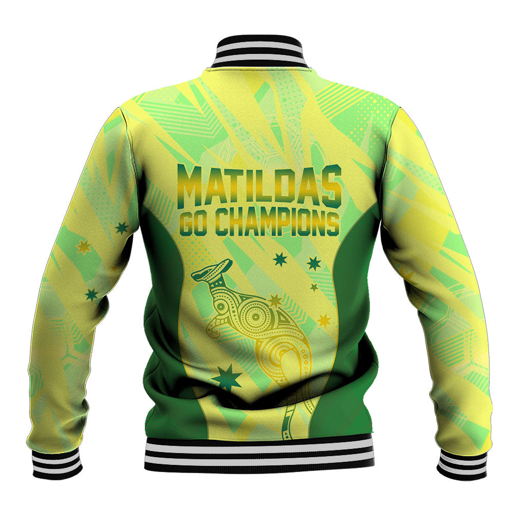 Matildas Australia Go Champions Baseball Jacket Indigenous Dot Art Kangaroo Southern Cross Stars