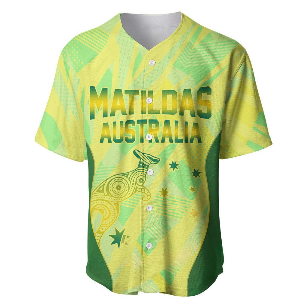 Matildas Australia Go Champions Baseball Jersey Indigenous Dot Art Kangaroo Southern Cross Stars