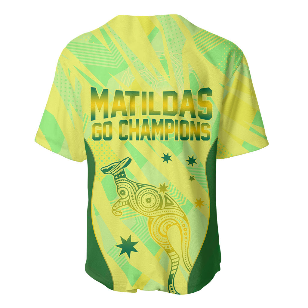 Matildas Australia Go Champions Baseball Jersey Indigenous Dot Art Kangaroo Southern Cross Stars