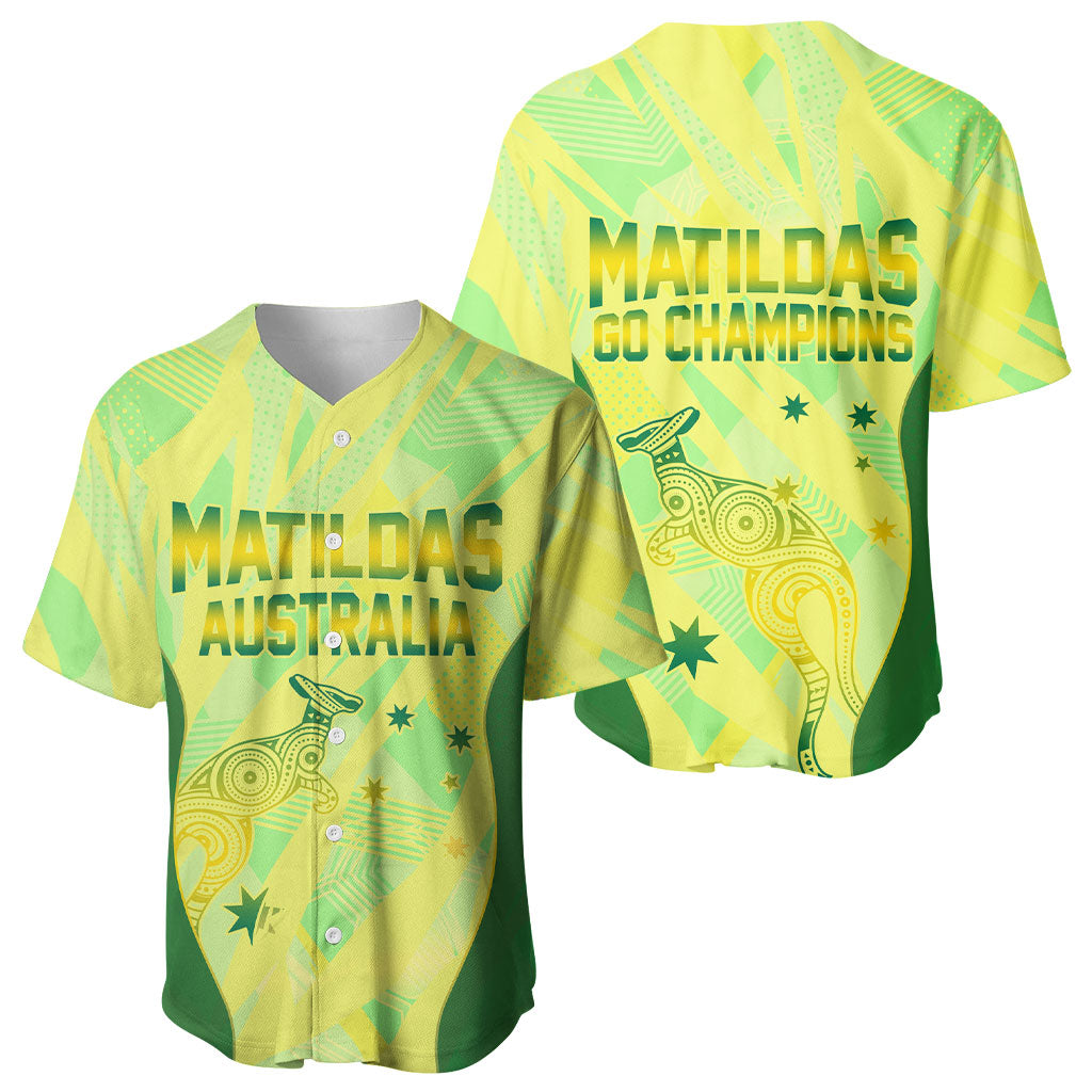 Matildas Australia Go Champions Baseball Jersey Indigenous Dot Art Kangaroo Southern Cross Stars