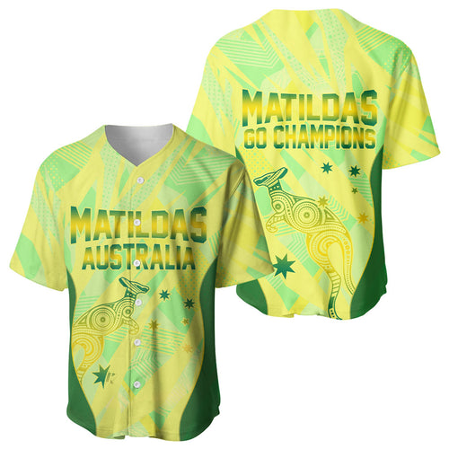 Matildas Australia Go Champions Baseball Jersey Indigenous Dot Art Kangaroo Southern Cross Stars