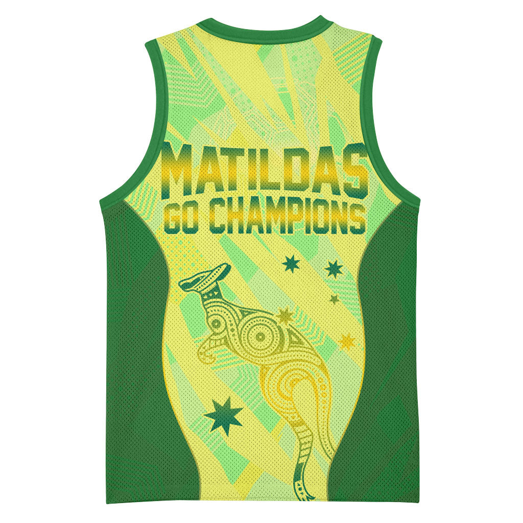 Matildas Australia Go Champions Basketball Jersey Indigenous Dot Art Kangaroo Southern Cross Stars