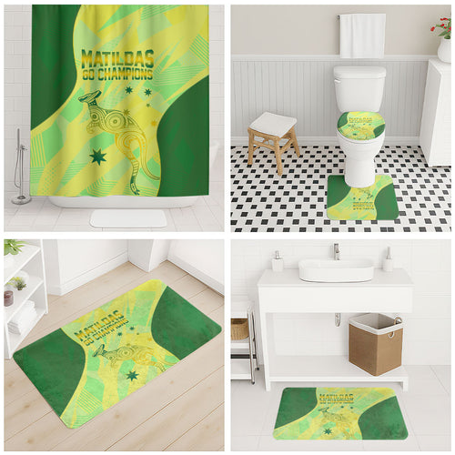 Matildas Australia Go Champions Bathroom Set Indigenous Dot Art Kangaroo Southern Cross Stars